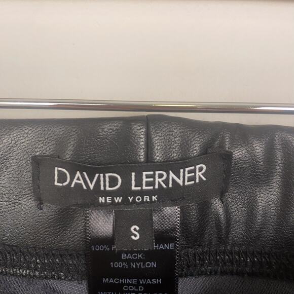 David Lerner Vegan Leather Moto Leggings Black Small - Picture 3 of 6